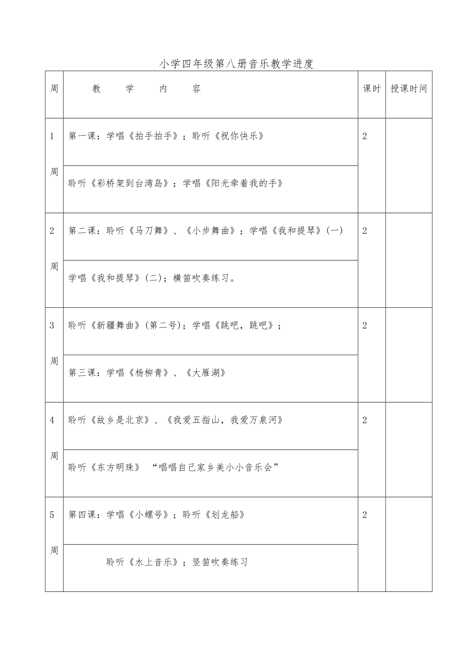 新人音版小学四年级下册音乐教案课程全册1