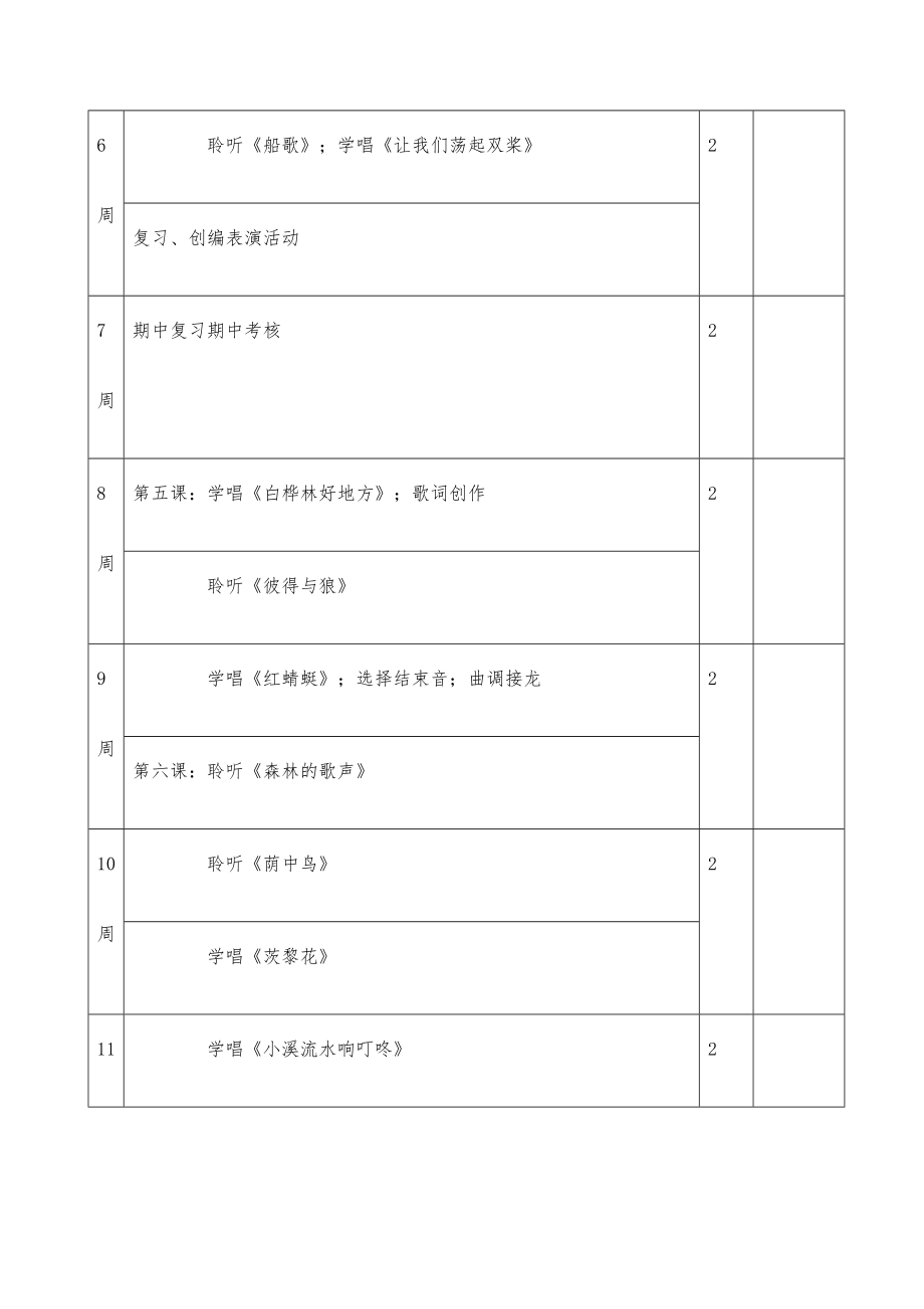 新人音版小学四年级下册音乐教案课程全册1