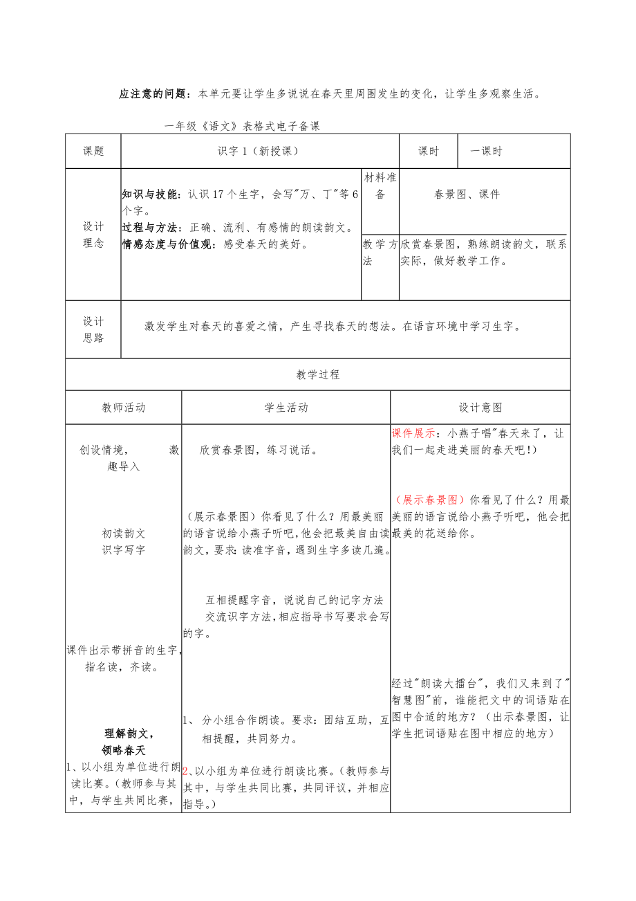 [语文]语文-人教版一年级语文下册全册教案表格式juf-109页