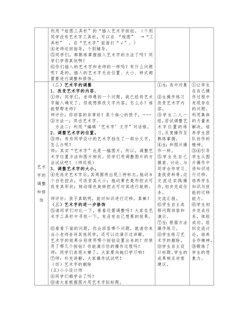 用艺术字美化标题教案、实录、反思