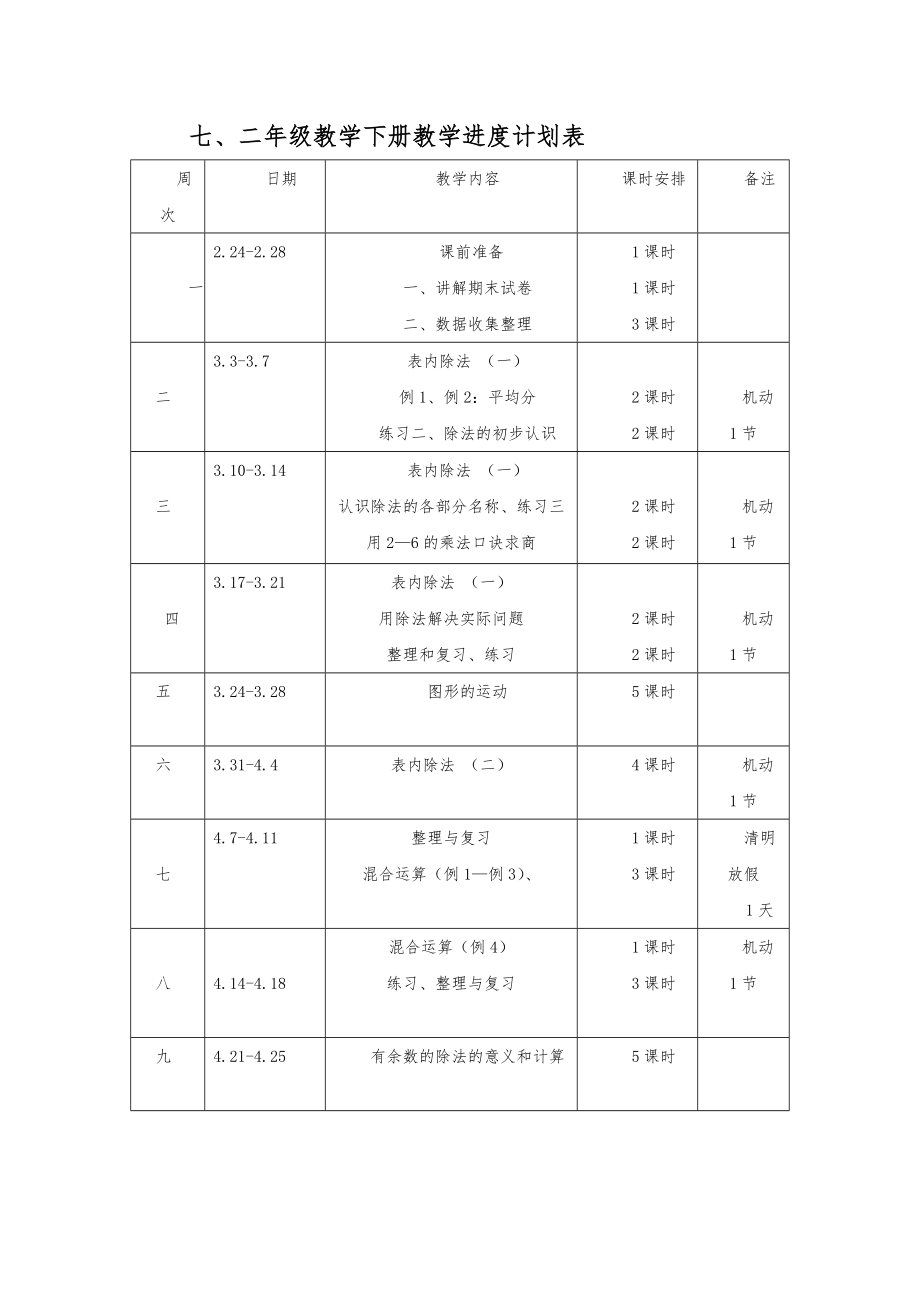 新人教版二年级下册数学全册教案含反思-体备课12