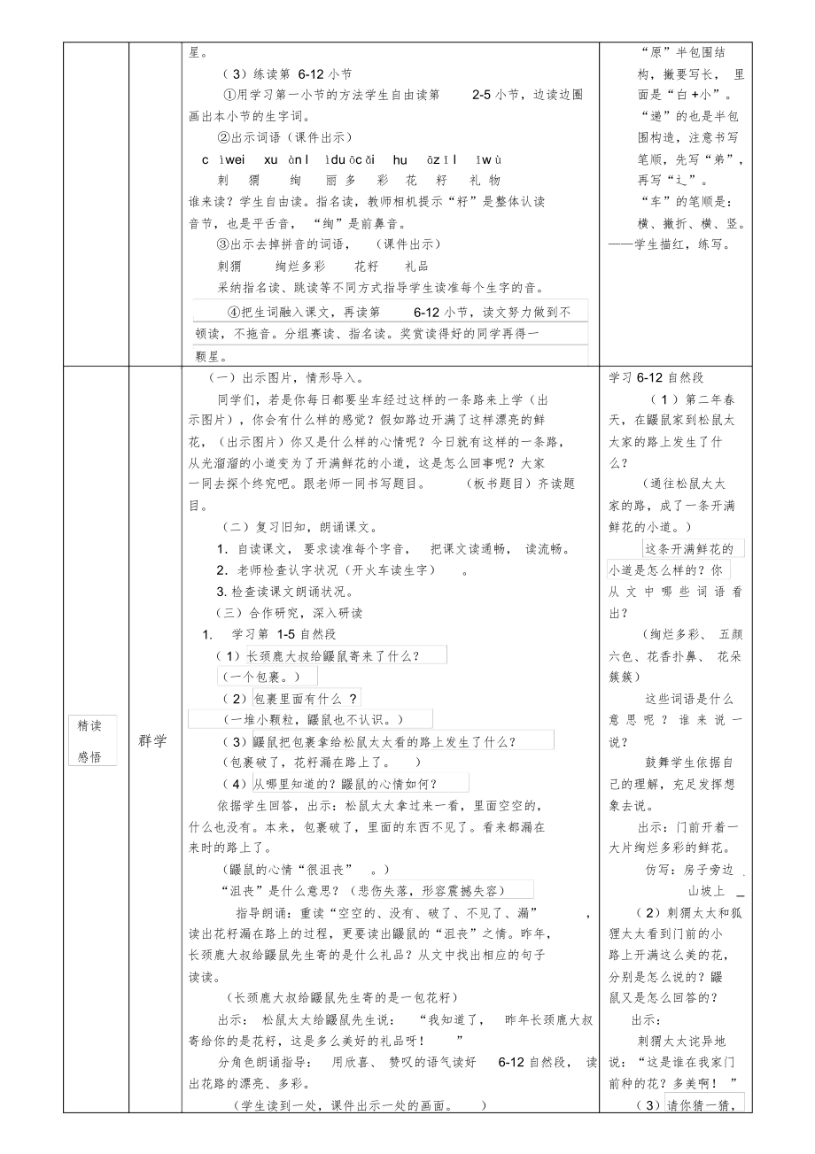 (word)部编版二年级语文下册全册教案表格式(85页)