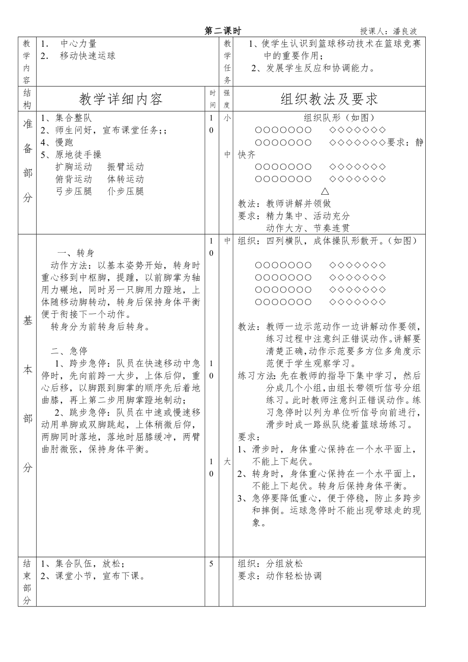 中学体育课篮球教案(初中高中都适用)