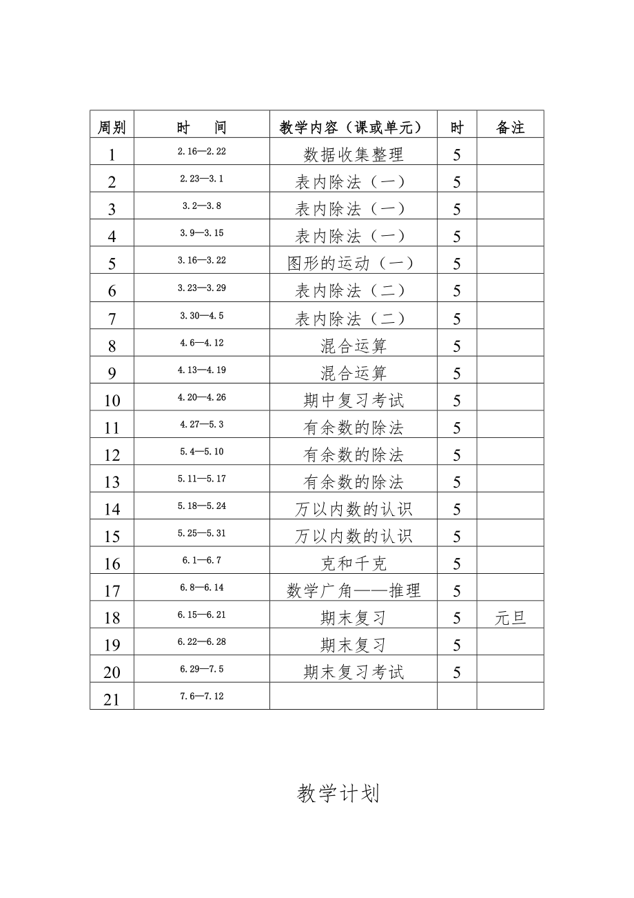 人教版小学二年级数学下册全册教案8