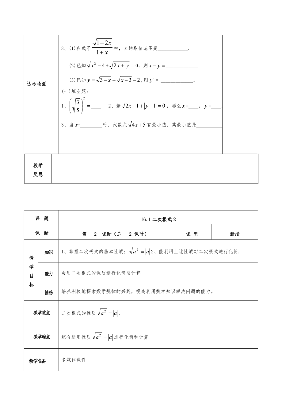 人教版八年级下册数学教案全册40