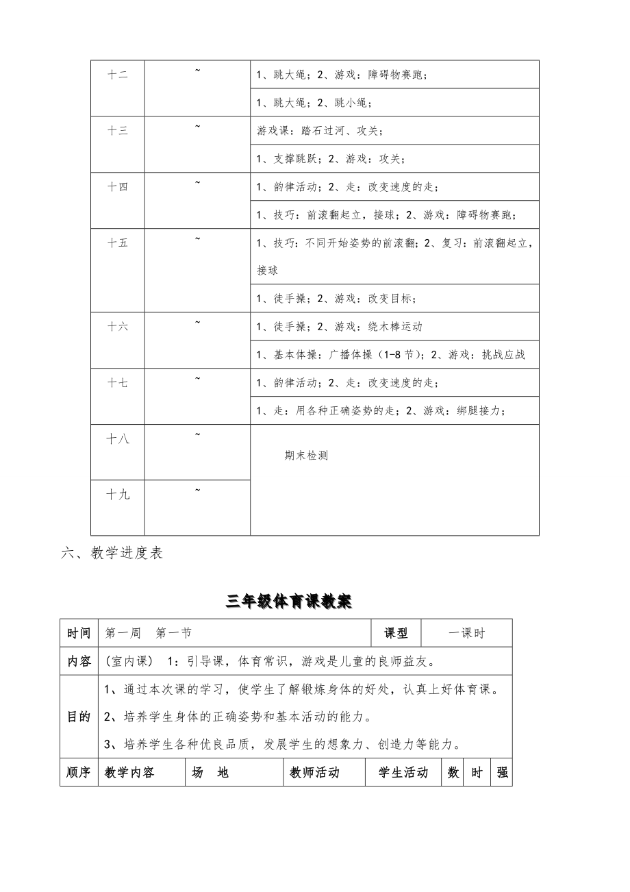 小学三年级下册体育计划教案全册详案018551