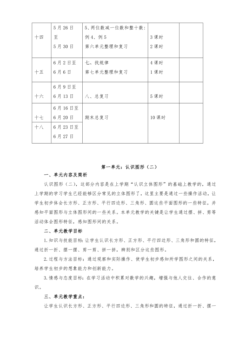 人教版一年级数学下册全册教案(含教学计划反思)1