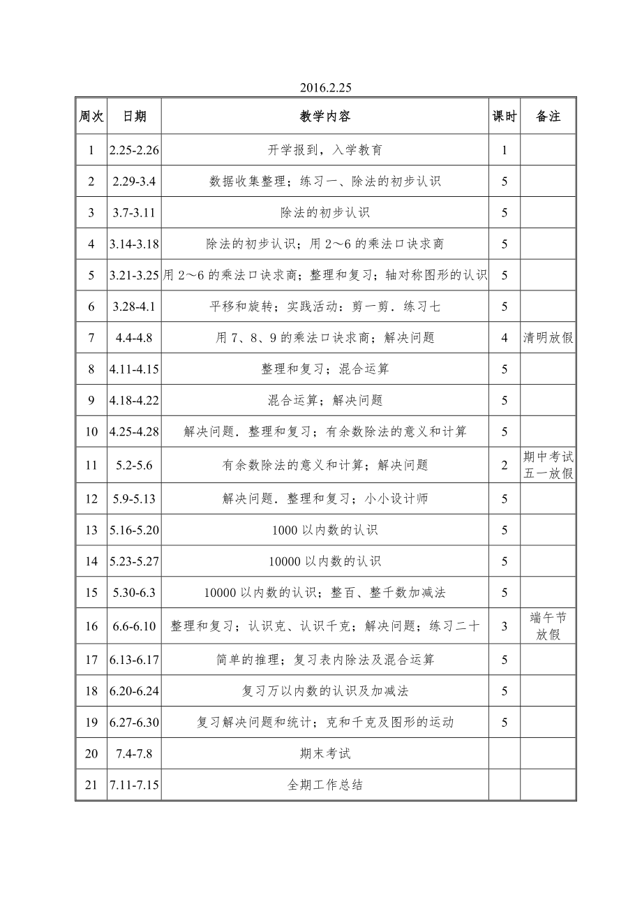 人教版二年级下册数学教案全册4