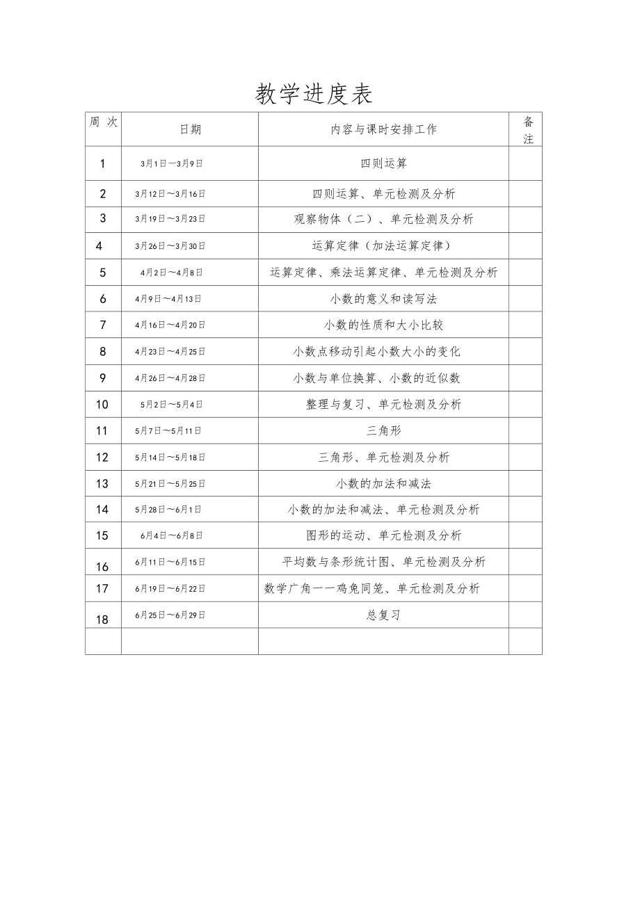 人教版四年级下册数学全册教案含反思7