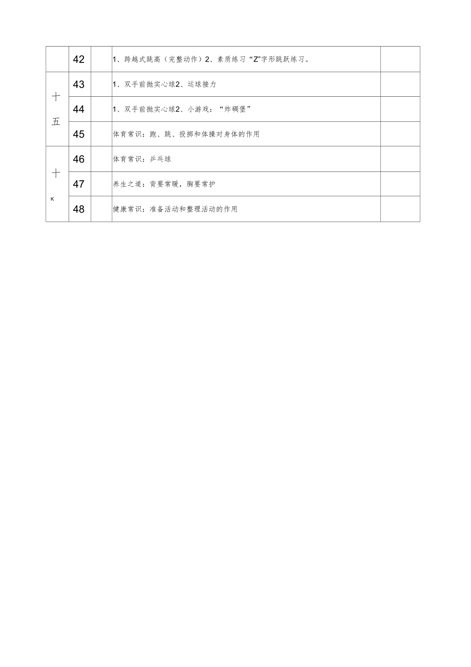 人教版小学四年级上册体育教案全套