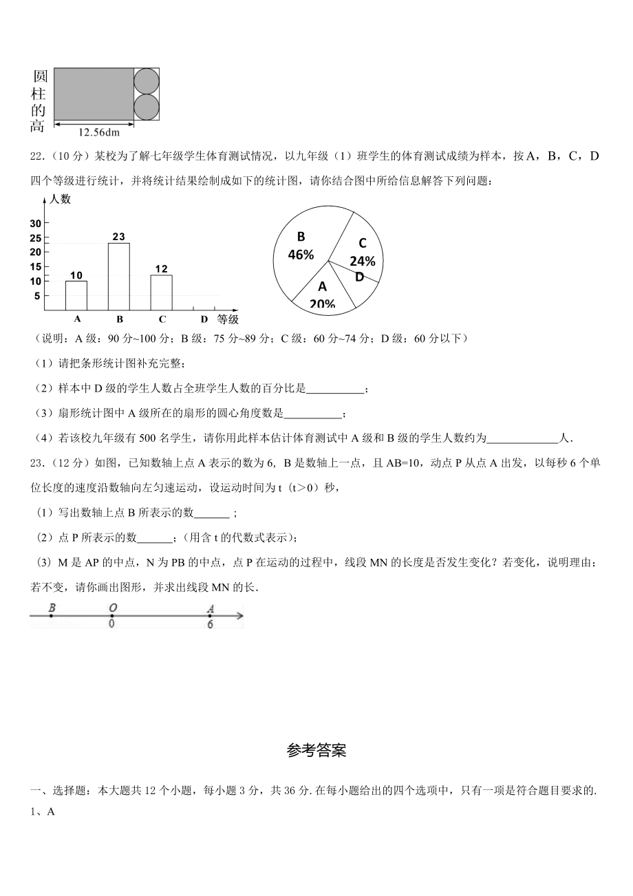 2023-2024学年山东省沂水县联考数学七年级第一学期期末考试模拟试题含解析