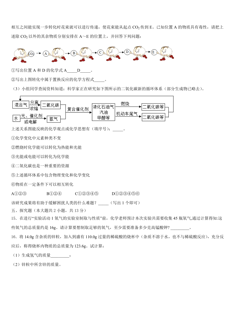 2024届福建省南平市剑津片区化学九年级第一学期期末质量跟踪监视试题含解析