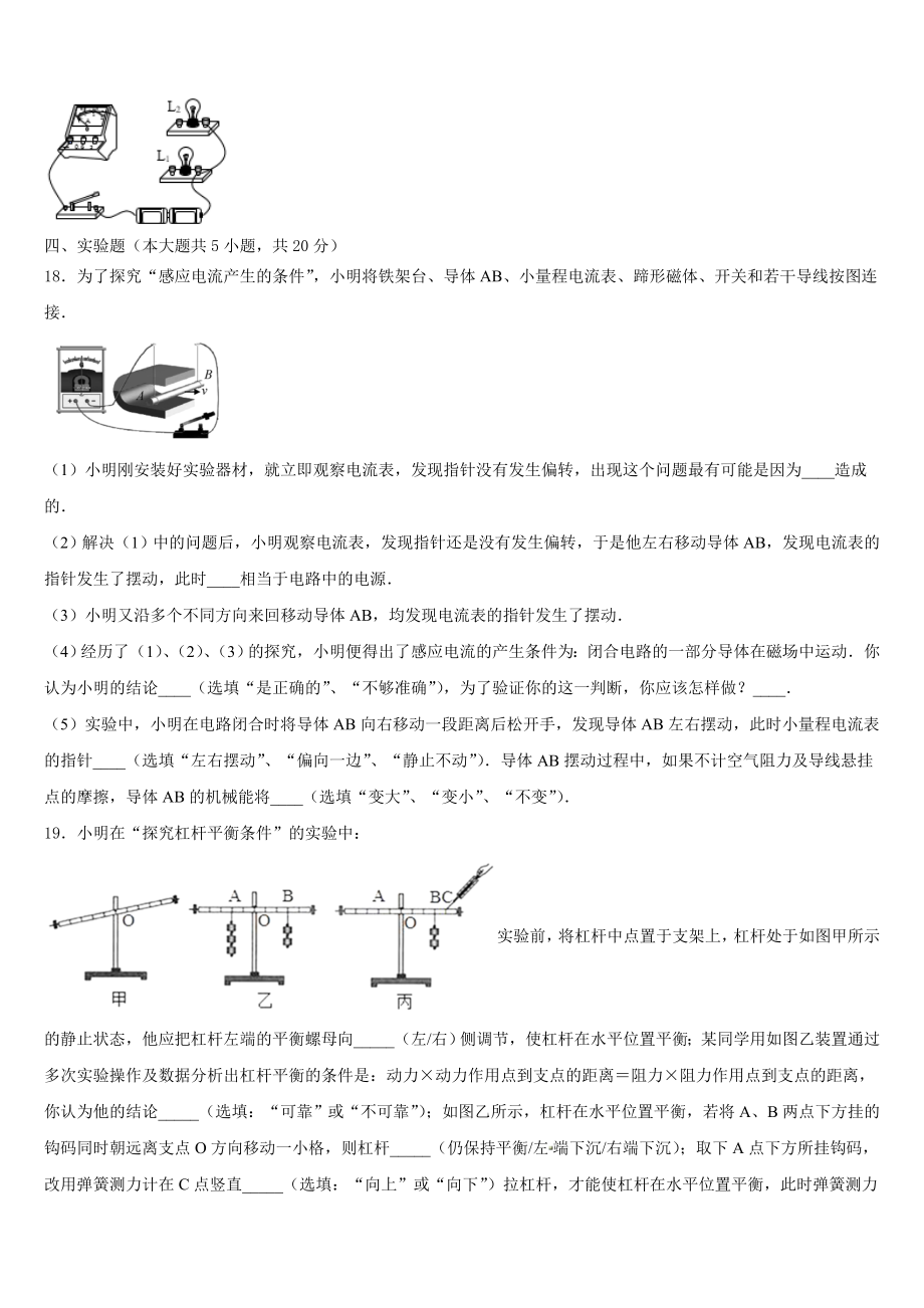 山东省泰安市新泰市2023年中考物理最后一模试卷含解析