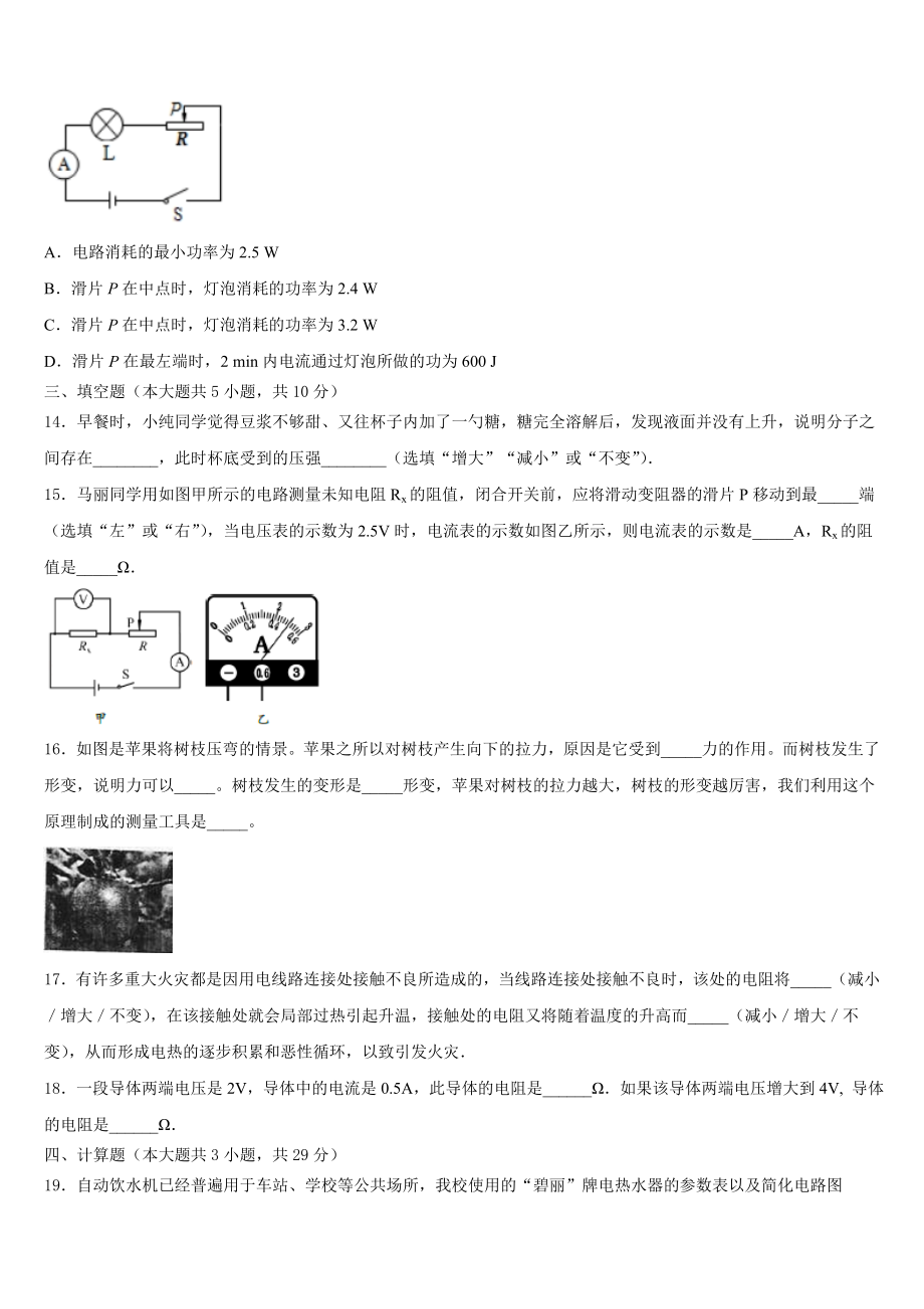 2023年安徽省阜阳市中考物理考前最后一卷含解析