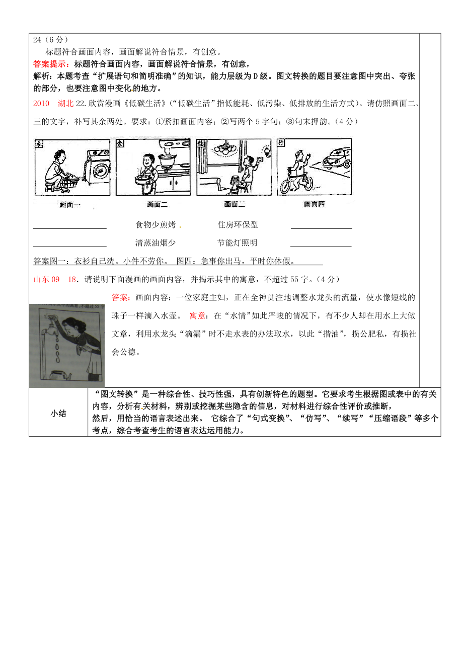 -高三语文一轮复习 图文转换之漫画教案