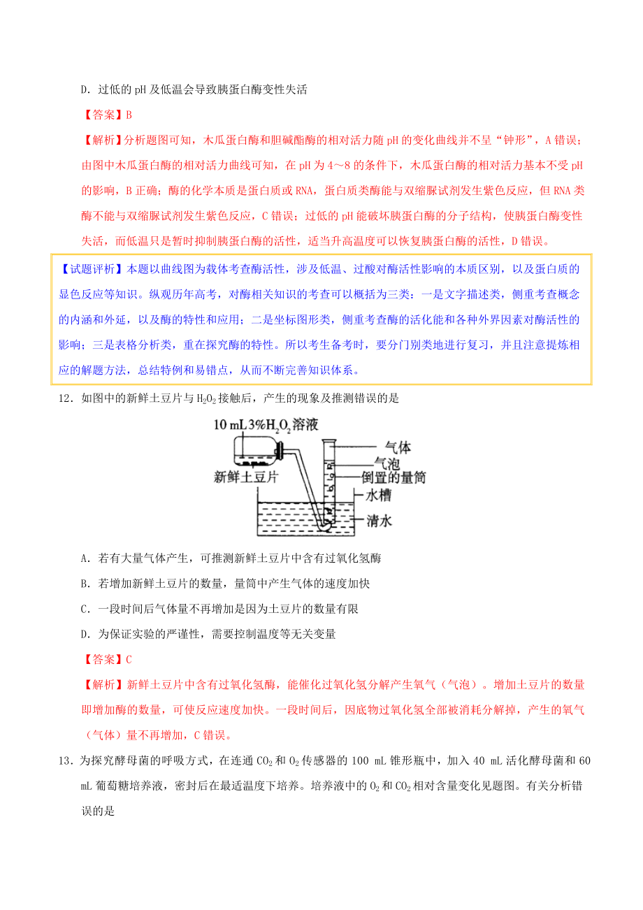 高考生物考试大纲解读专题02分子与细胞