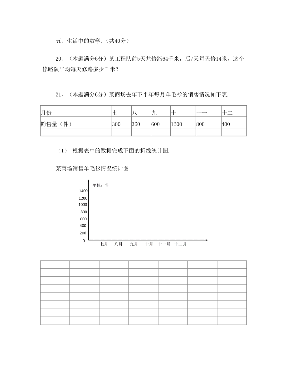 初中入学考试数学试题