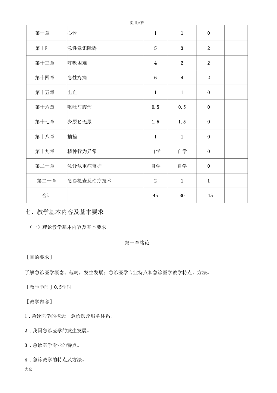 47急诊医学教学大纲设计