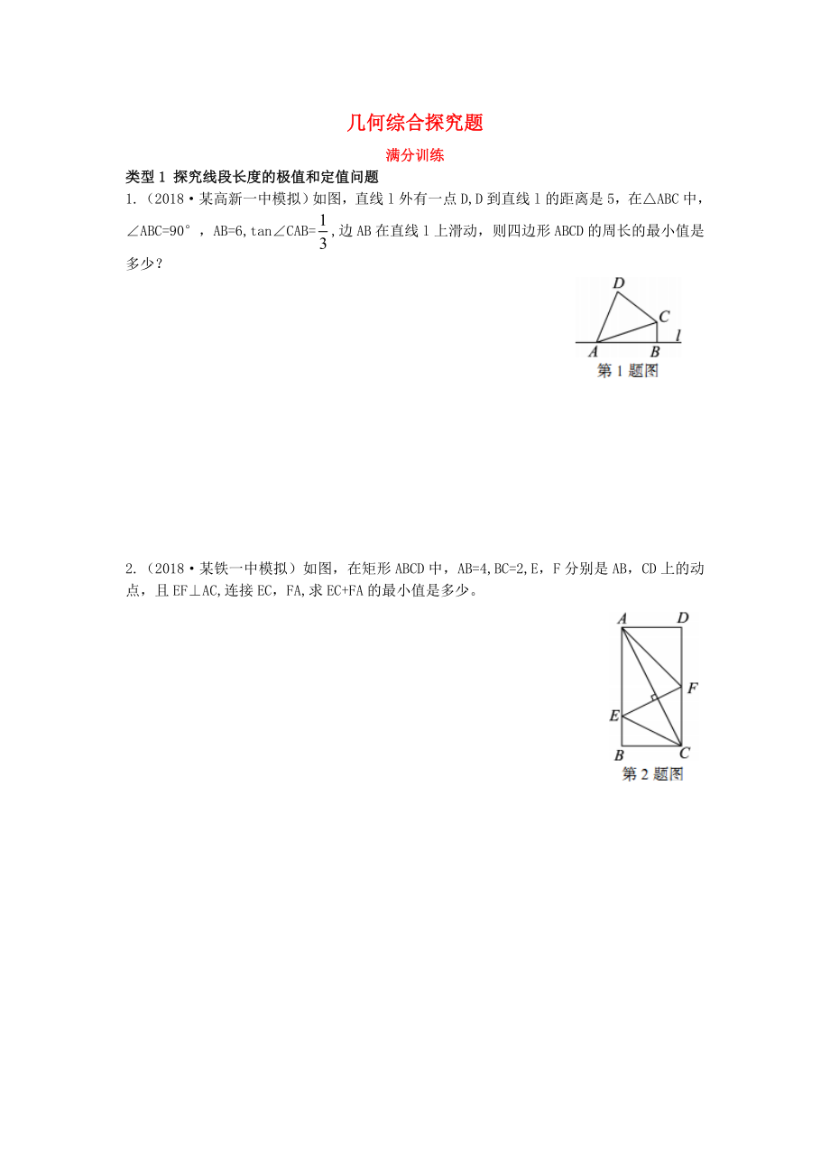 届中考数学复习专项二解答题专项十一几何综合探究题练习