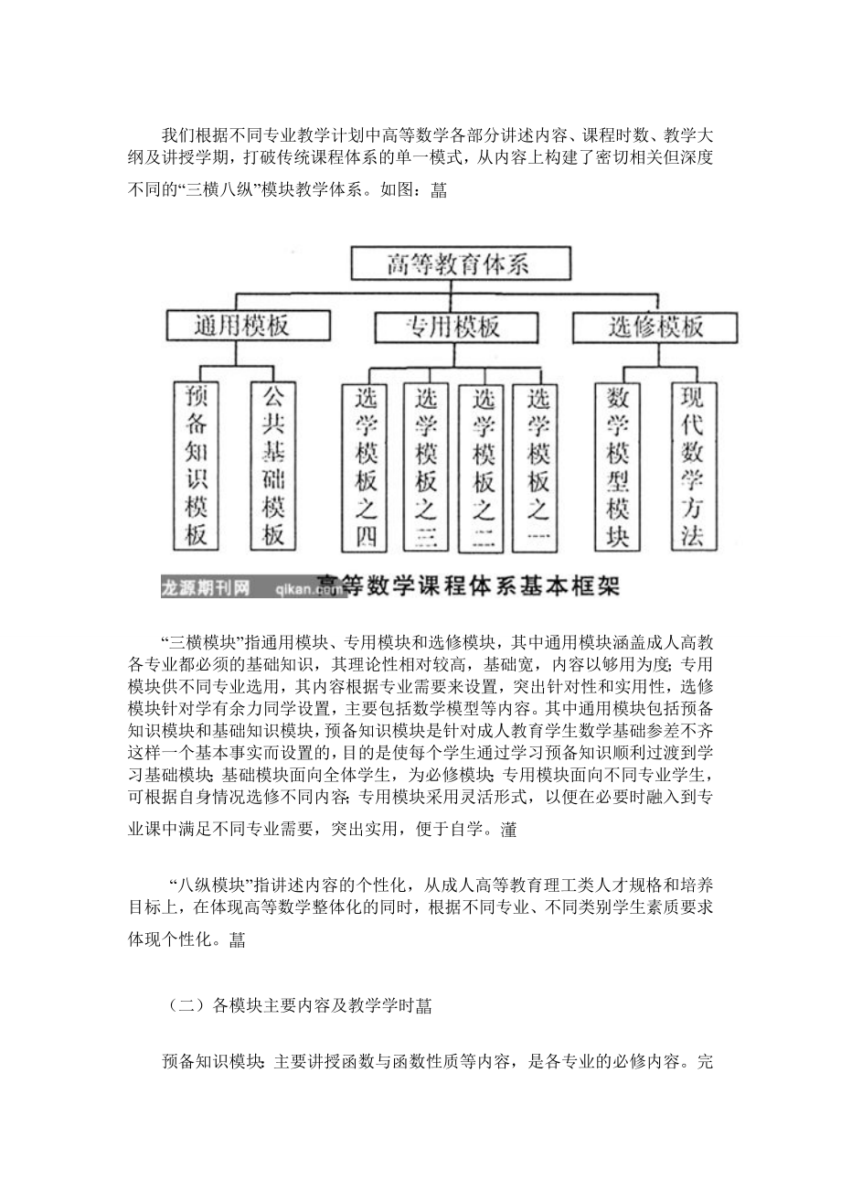 理工科成人教育高等数学课程体系的研究与实践