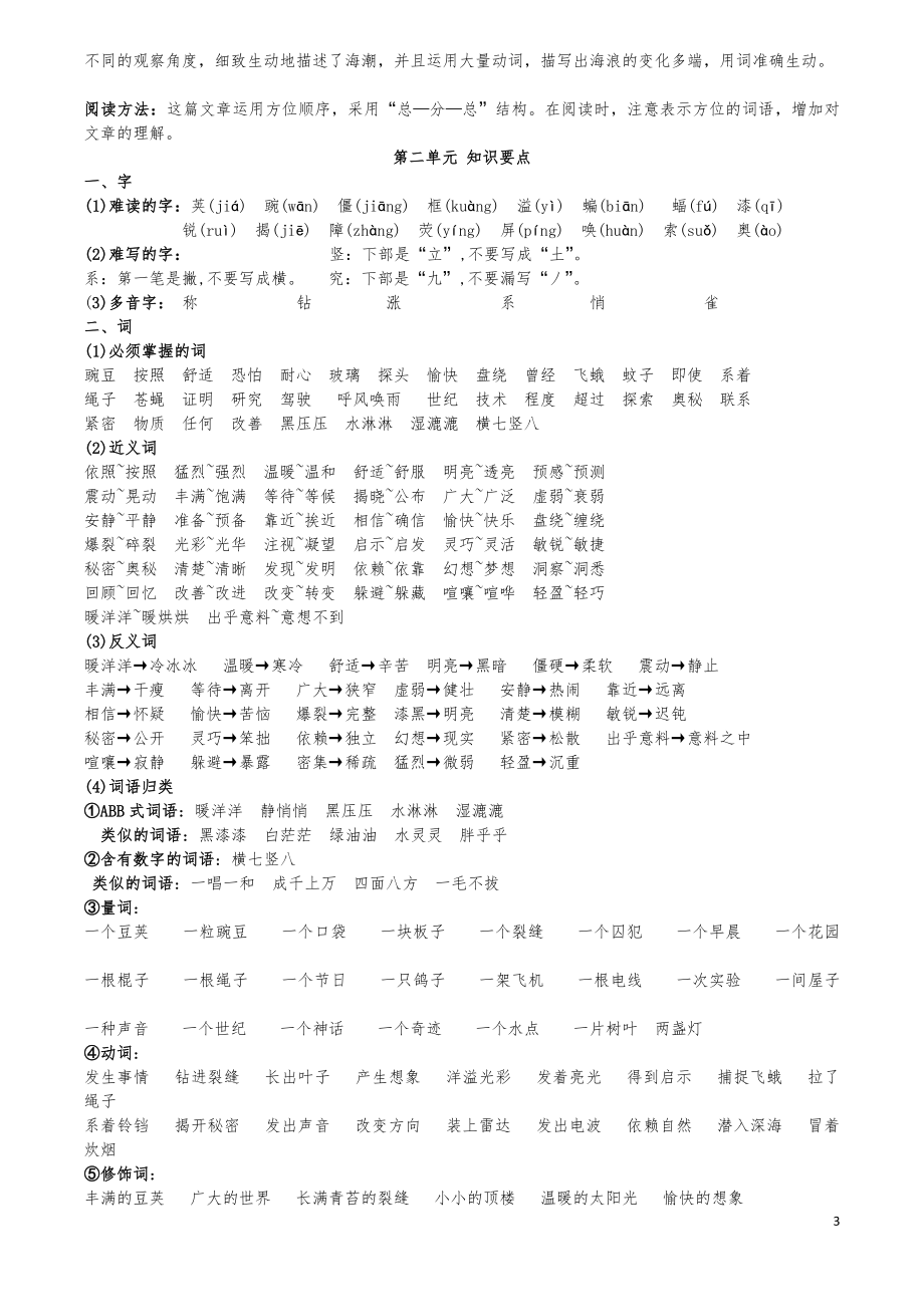 部编人教版小学四年级语文上册知识点归纳汇总