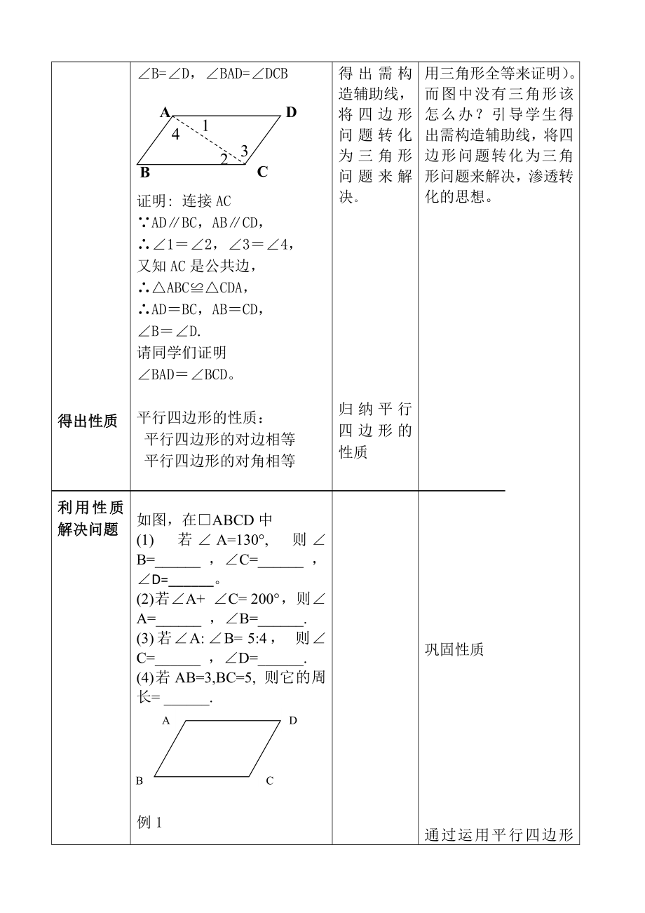 《平行四边形的性质》教学设计