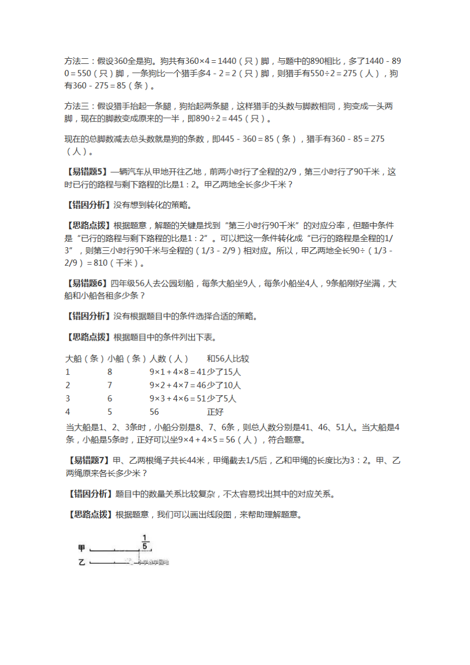 六年级下册数学易错题