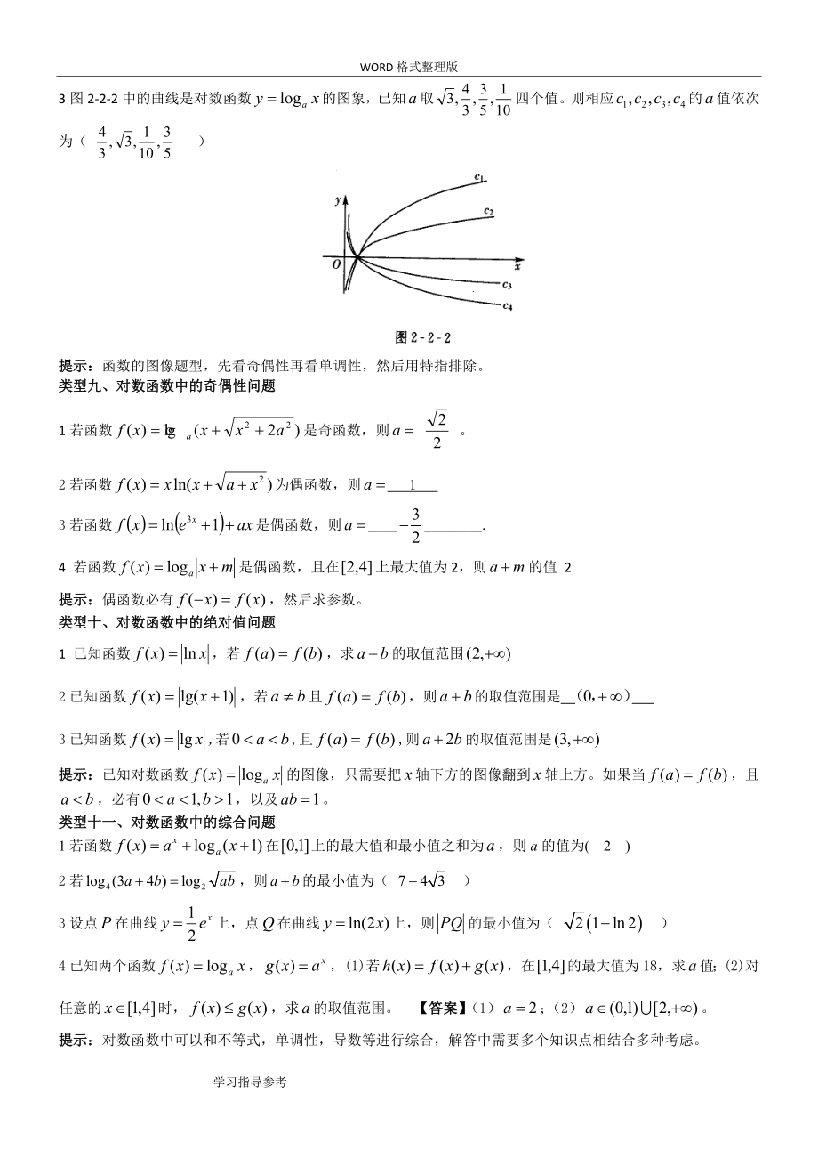 对数公式和对数函数的总结