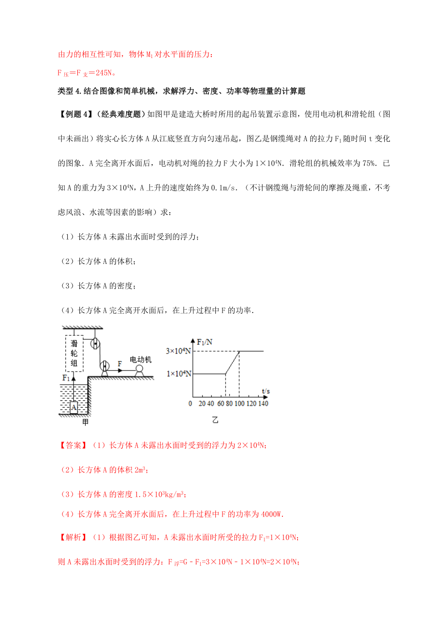 中考物理计算题解题方法全攻略：力学综合计算题