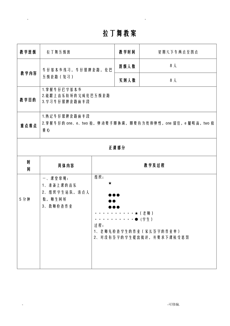 拉丁舞教案模板_