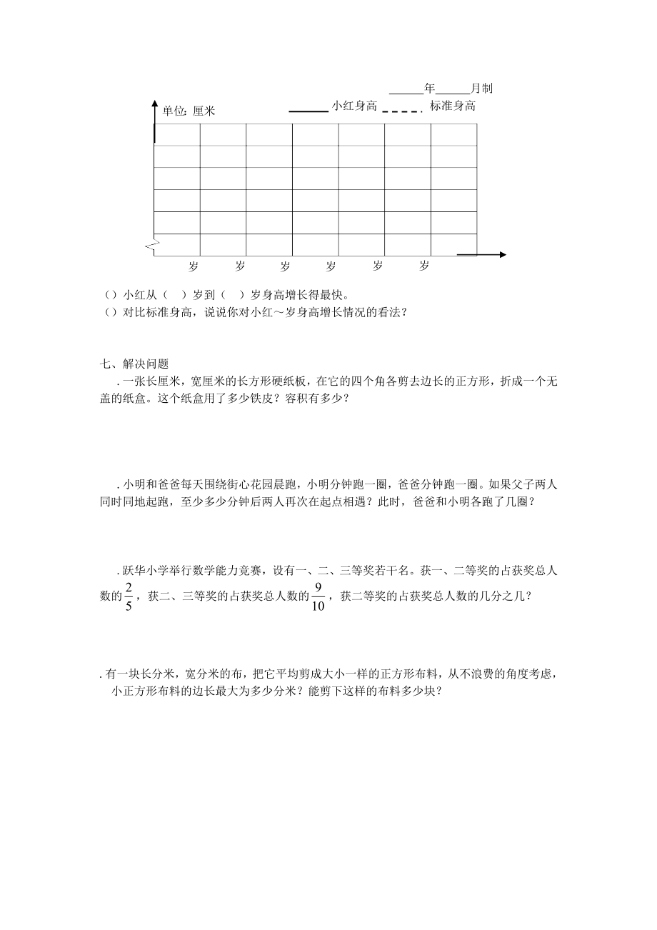 人教版五年级数学综合测试题