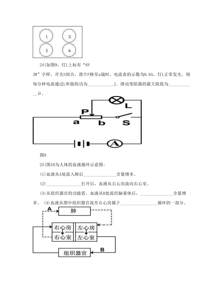 深圳中考_科学试题_2006年-