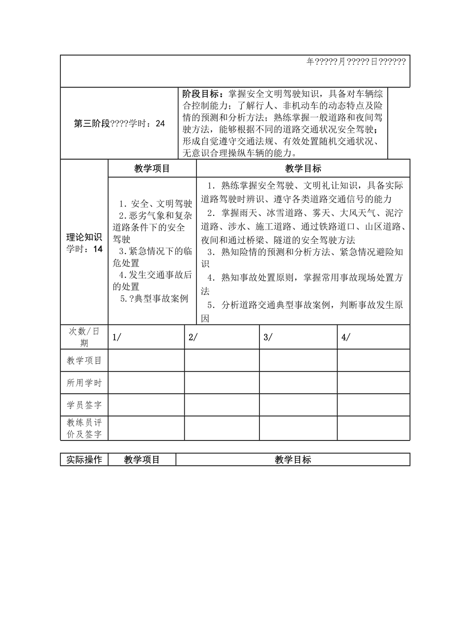 CDEF驾驶培训教学日志