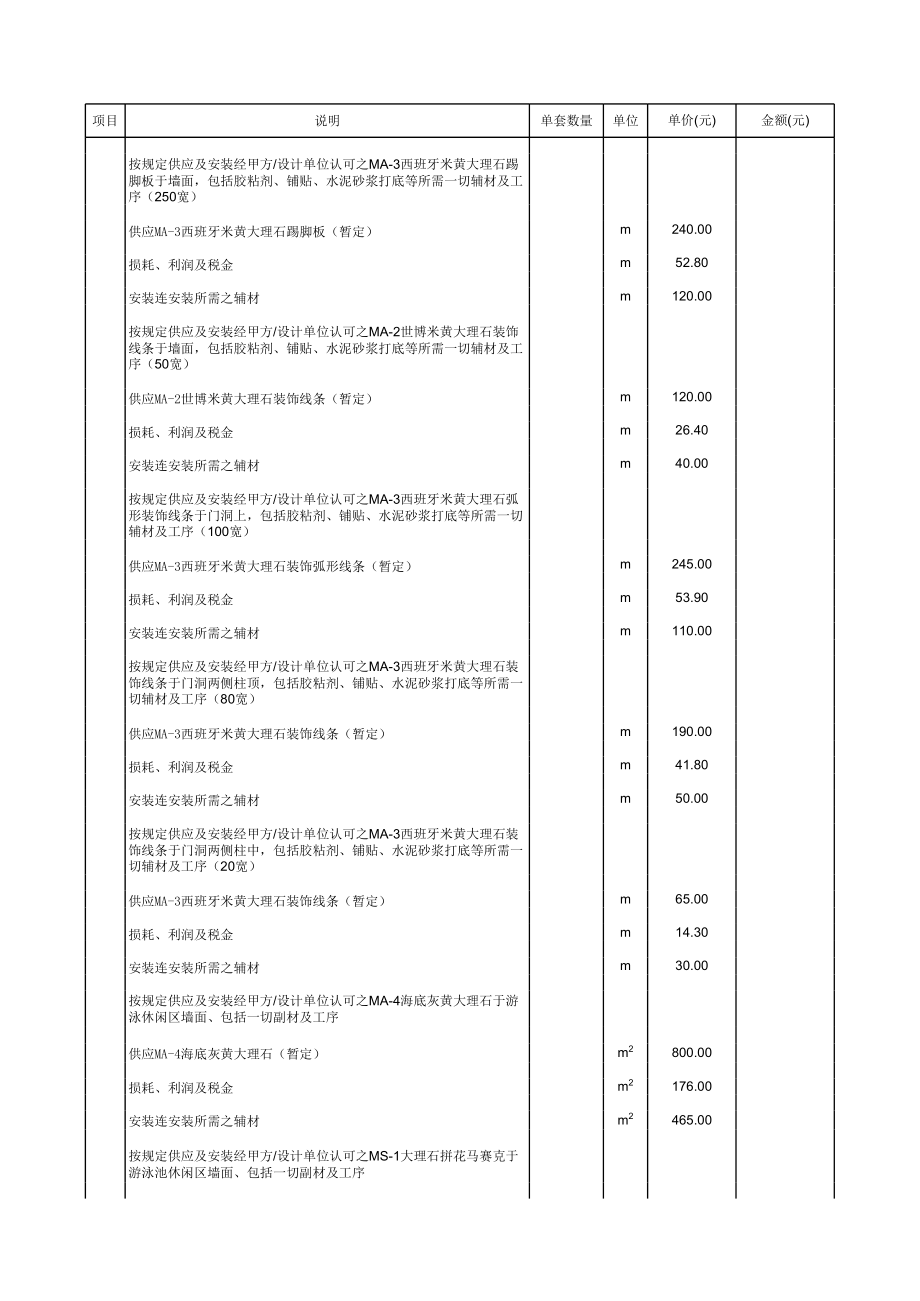 会所报价清单 (3)