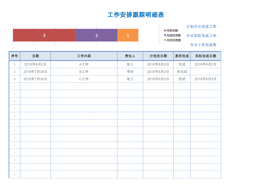 工作计划安排跟踪表