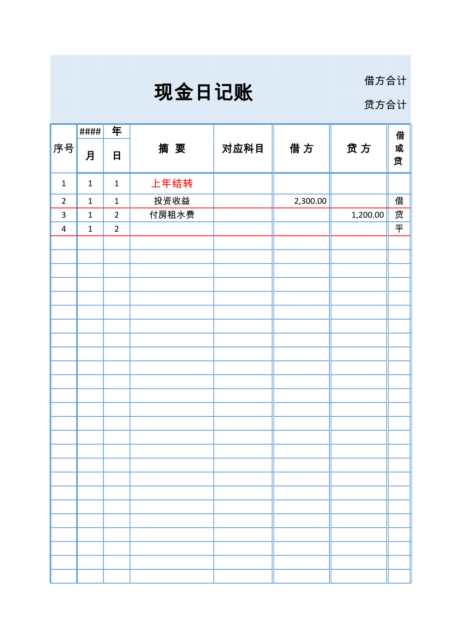 现金日记账表格_9975