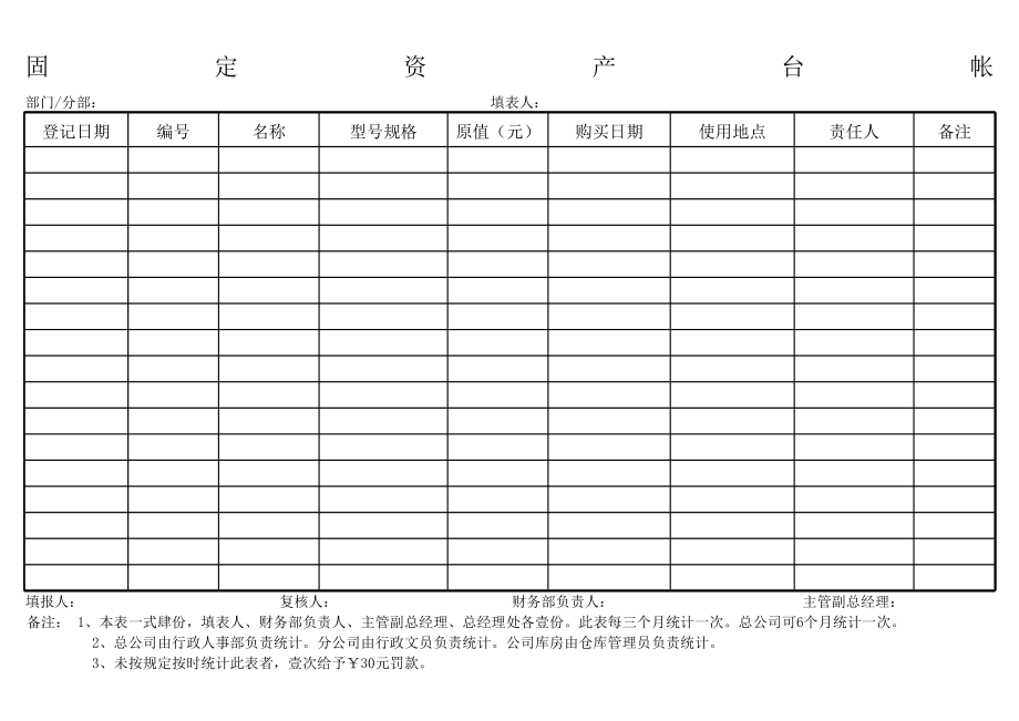 固定资产台帐