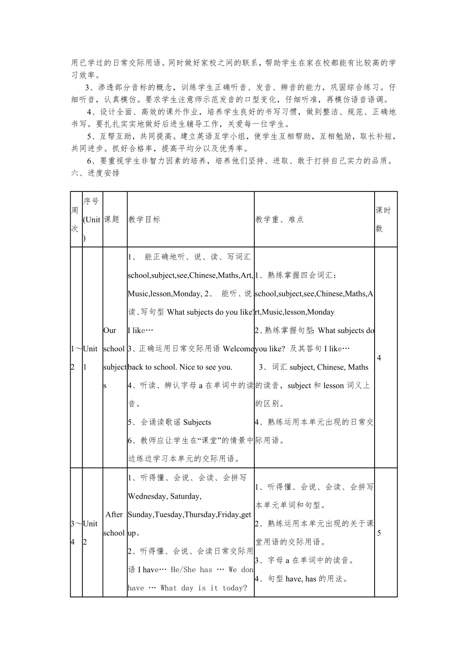 译林版四年级英语下册全册教案1