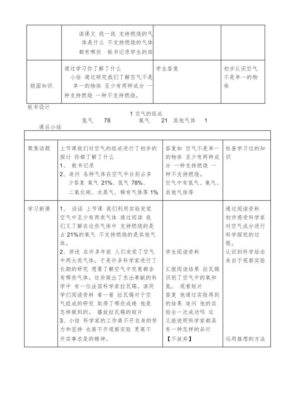 首师大版四年级下科学全册教案