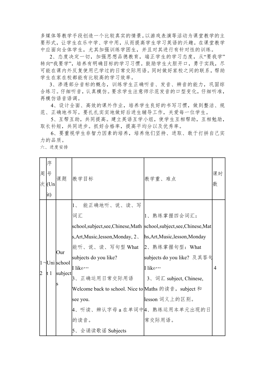 译林版四年级英语下册全册教案3