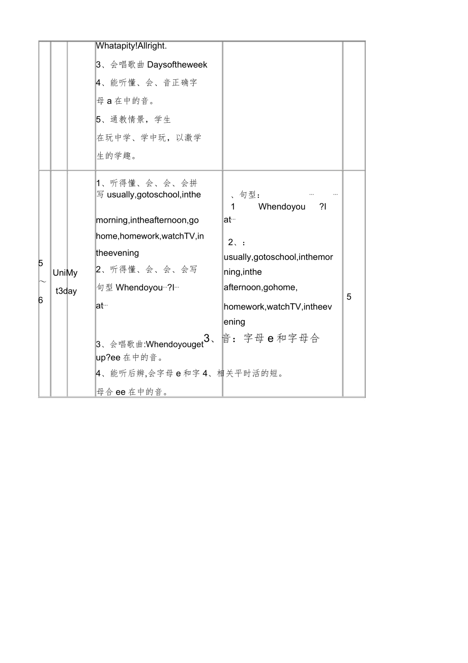 译林版四年级英语下册全册教案