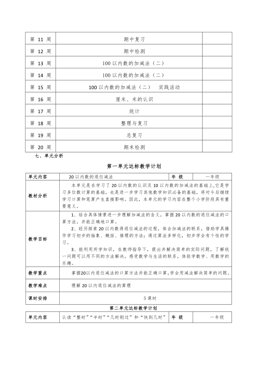 青岛版小学数学一年级下册教案＿全册