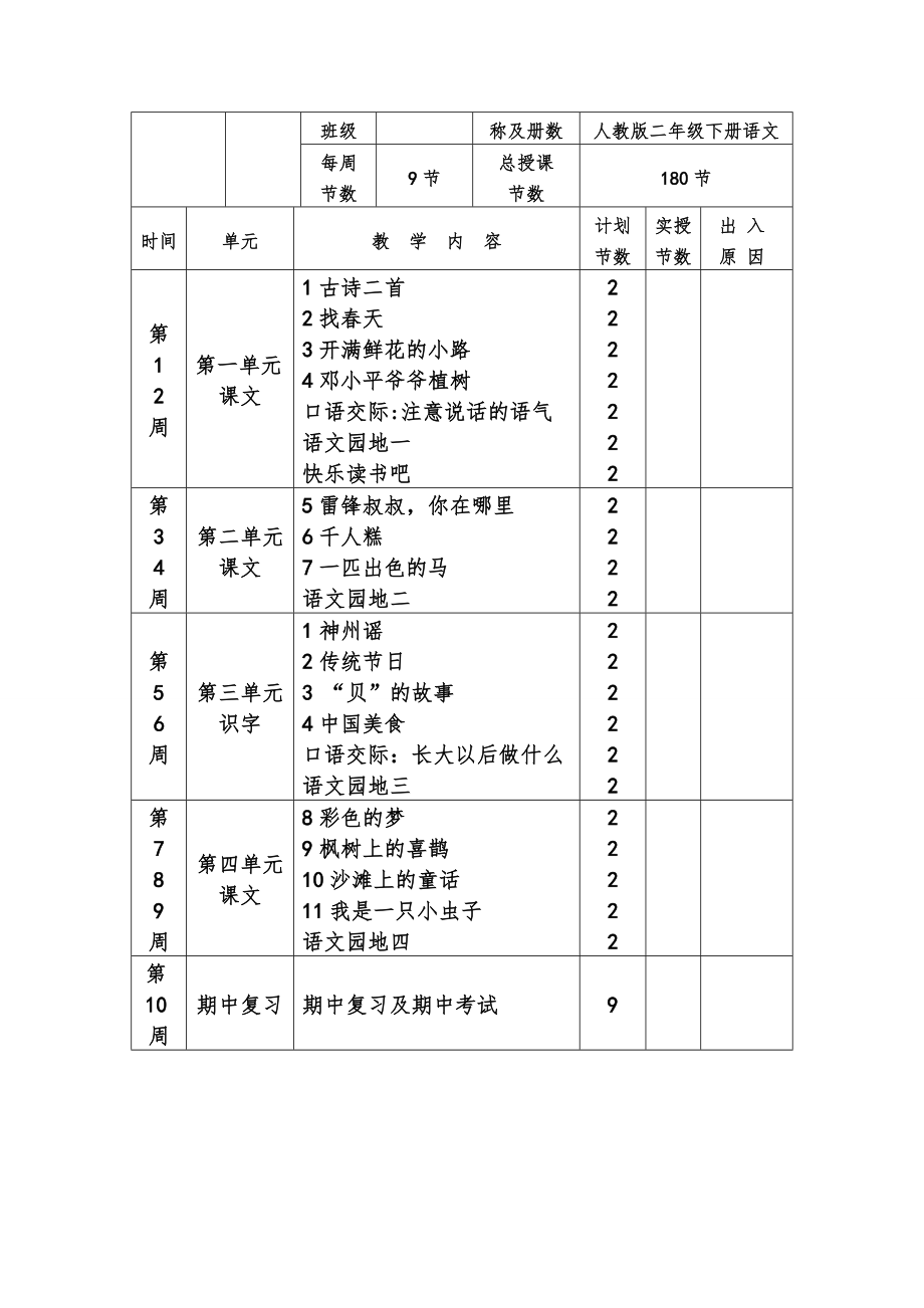 部编版二年级下册语文全册教案-8