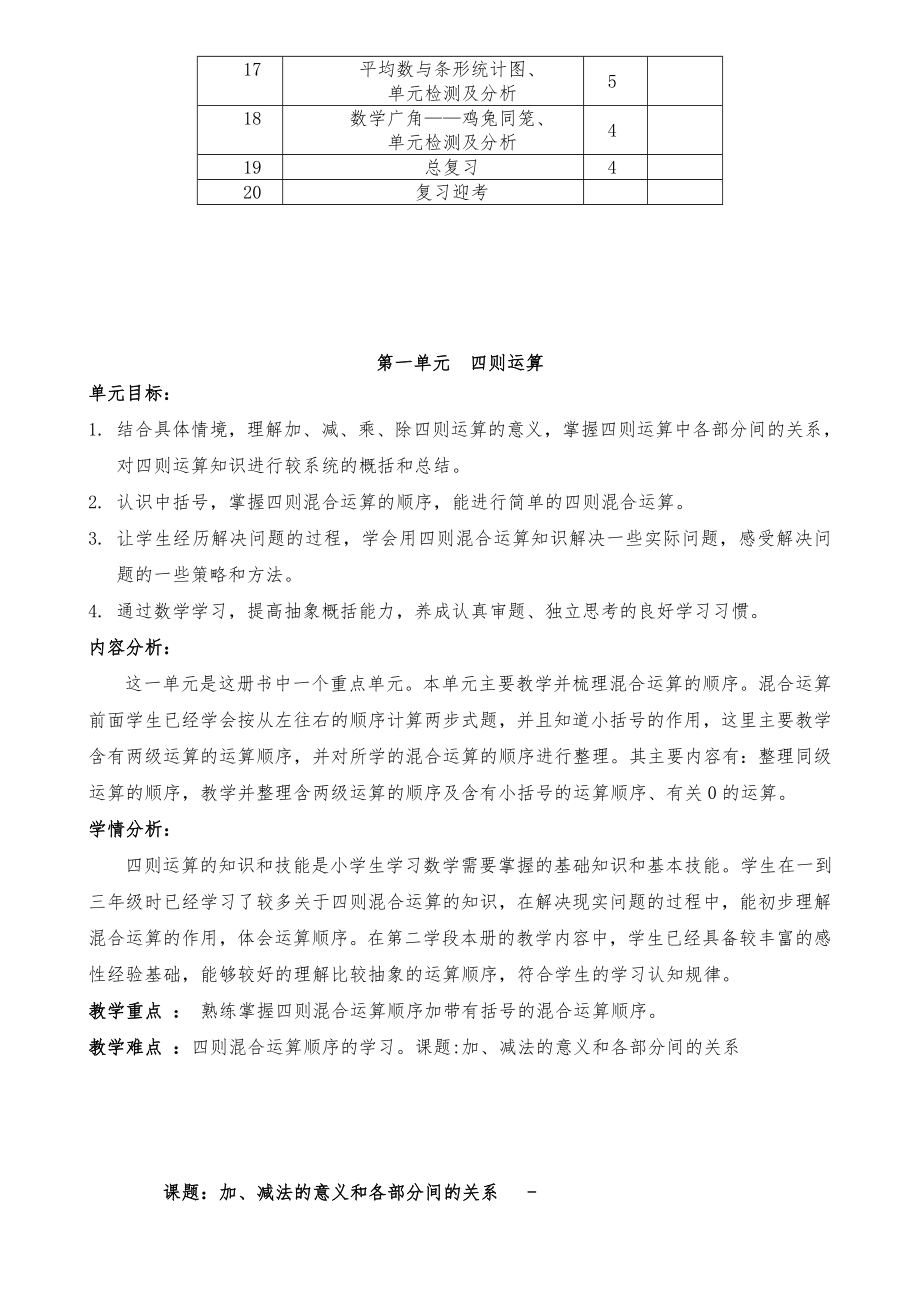 部编人教版四年级下册数学全册教案25