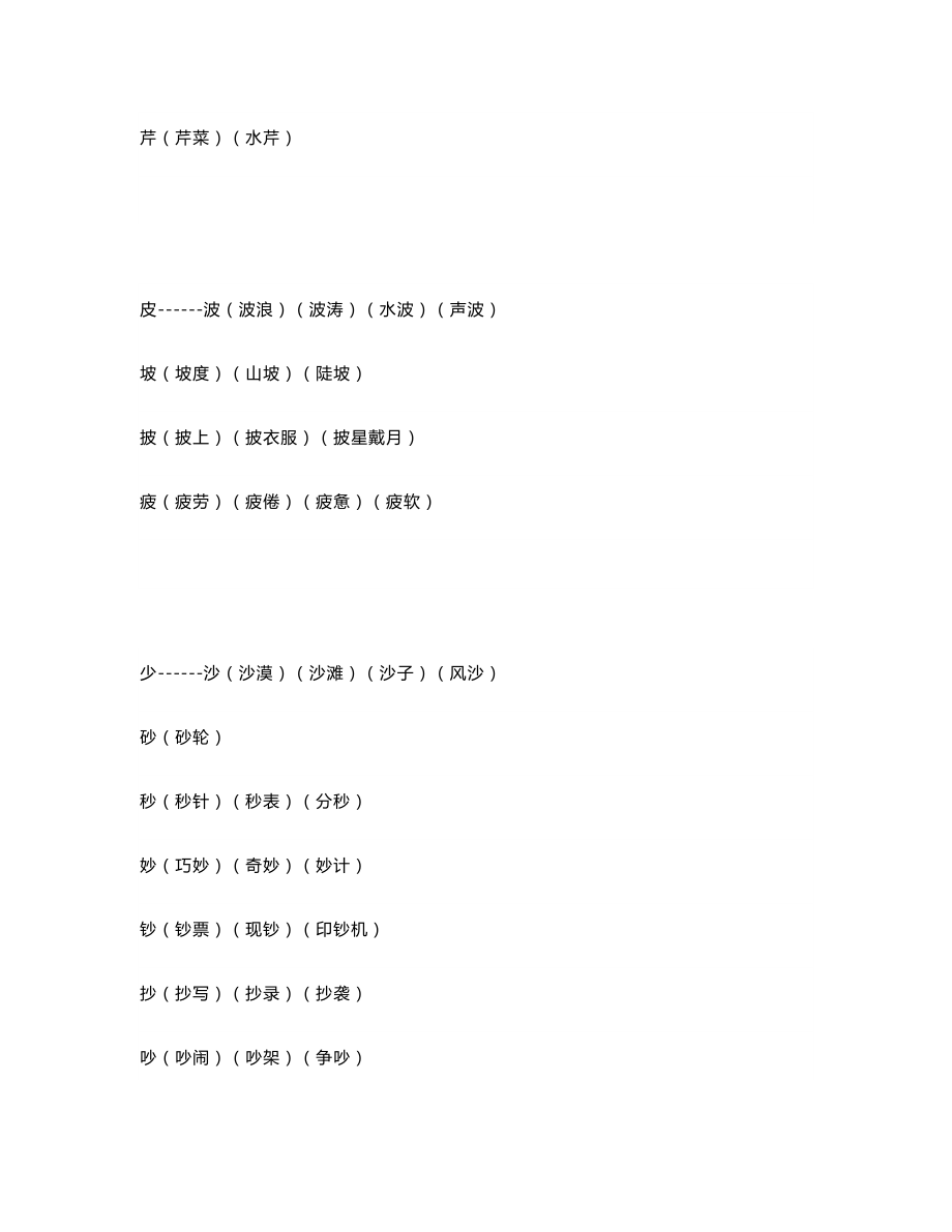 五年级语文知识：常见换偏旁组词汇总