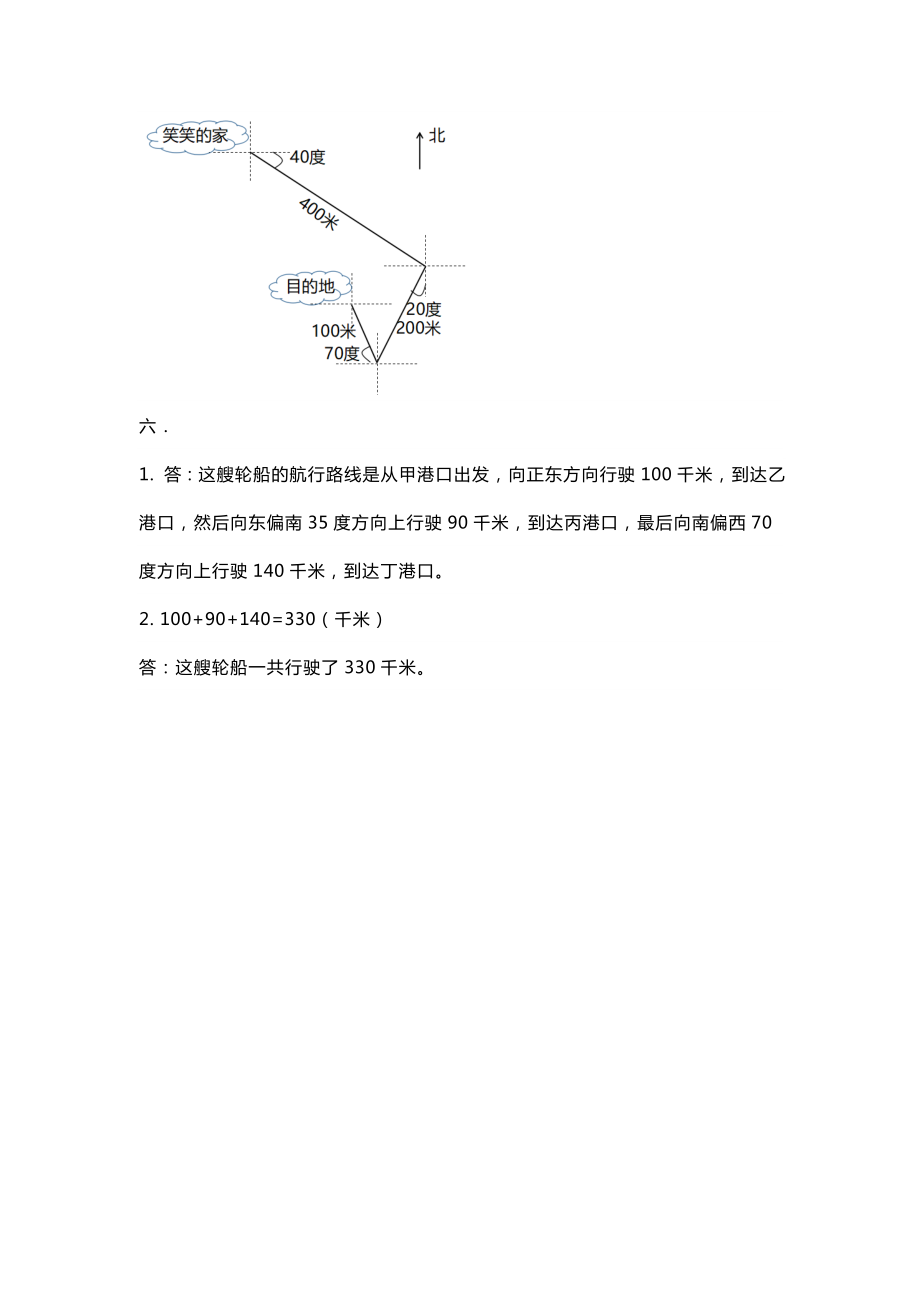 六年级上册《位置与方向》知识点附测试题及答案