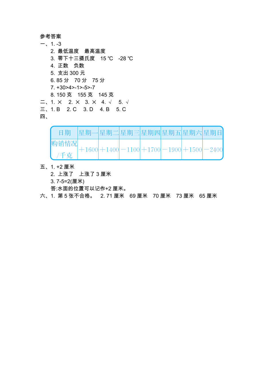 北师大版四年级数学上册第七单元测试题及答案二试题试卷