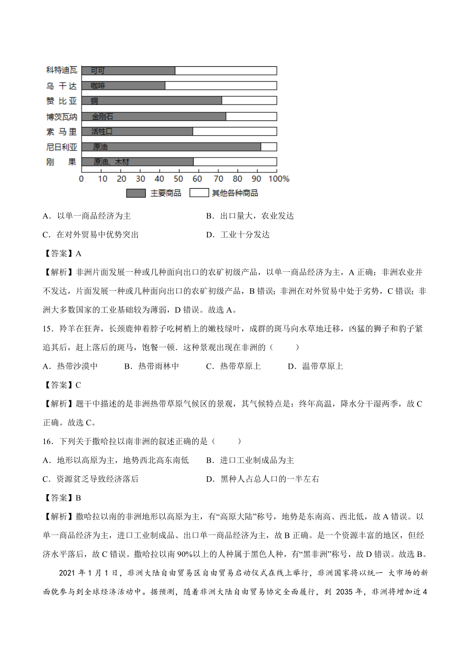 第八章东半球其他的地区和国家（单元测试）-2021-2022学年七年级地理下册同步精品课堂（人教版）