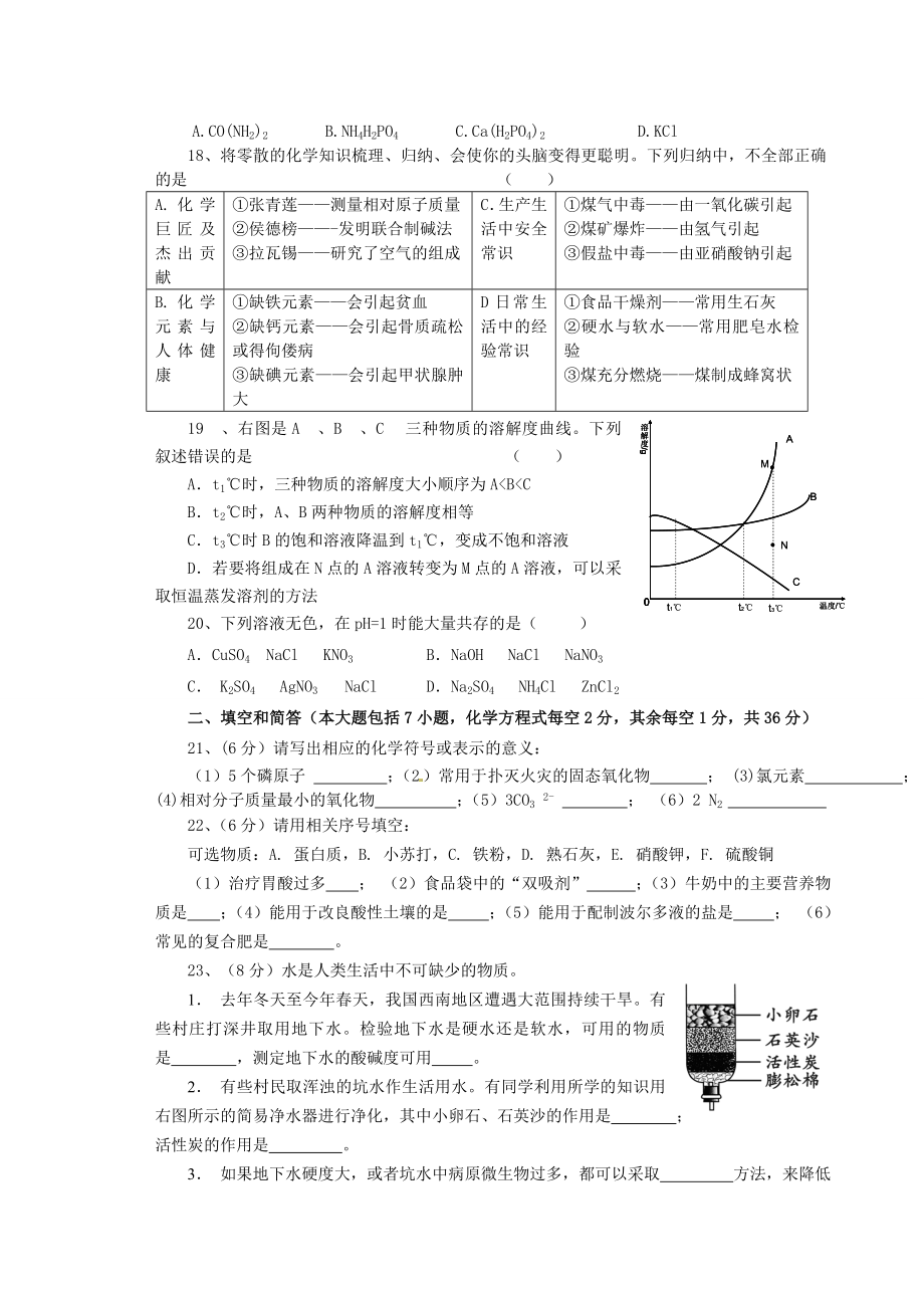 人教版九年级下册化学期末试卷 (68)