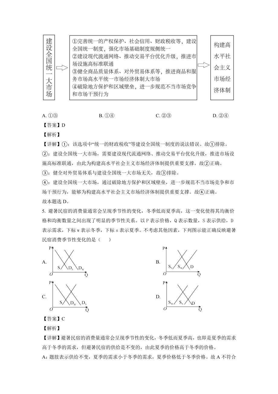 2022年湖南高考政治试题（解析版）